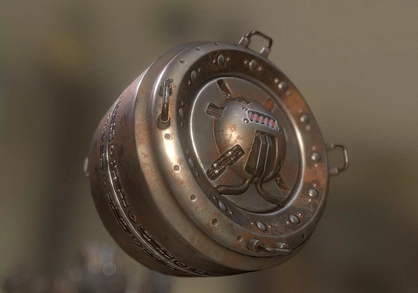 AI Control Module Rusty Version Low-poly 3D model_0