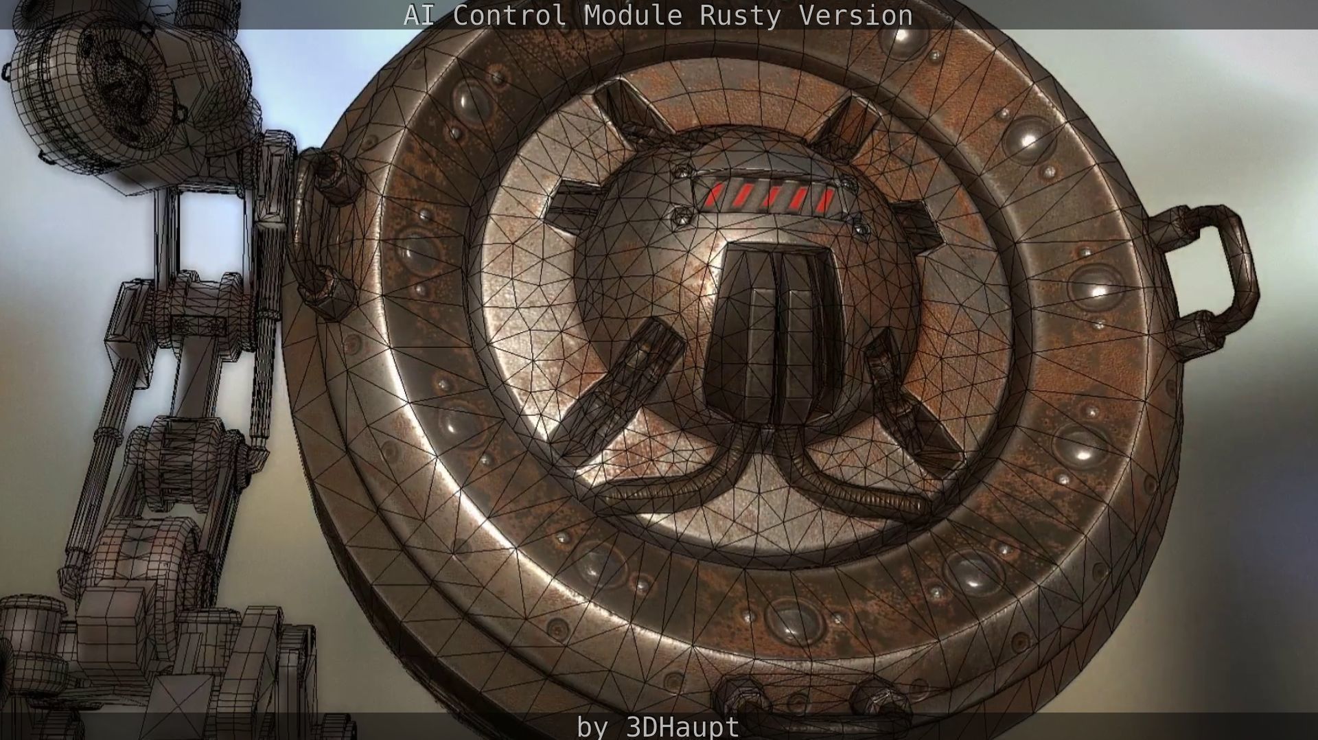 AI Control Module Rusty Version Low-poly 3D model_33