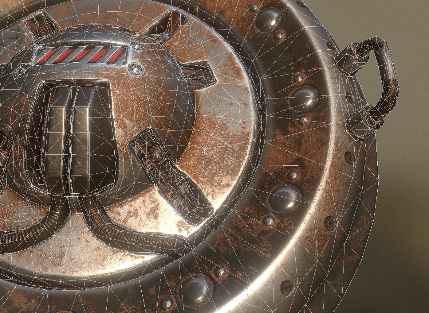 AI Control Module Rusty Version Low-poly 3D model_7