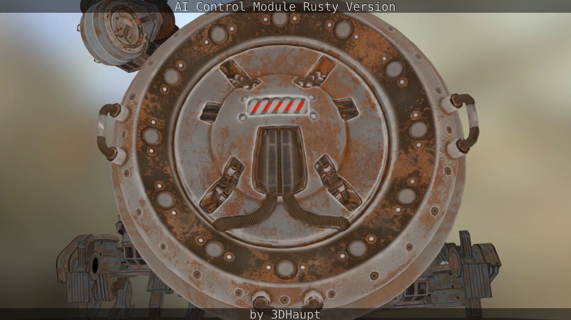 AI Control Module Rusty Version Low-poly 3D model_36
