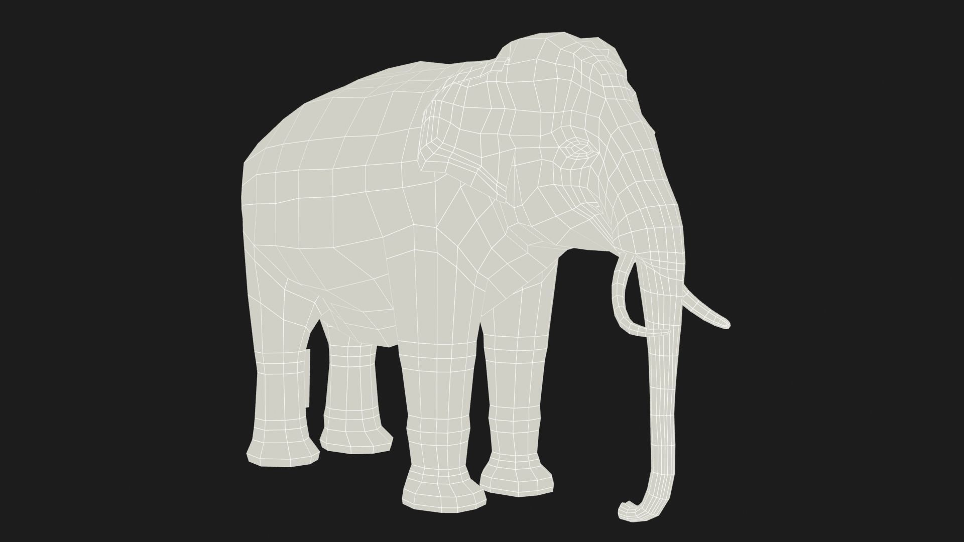 Asian Elephant Animated Low-poly 3D model_7