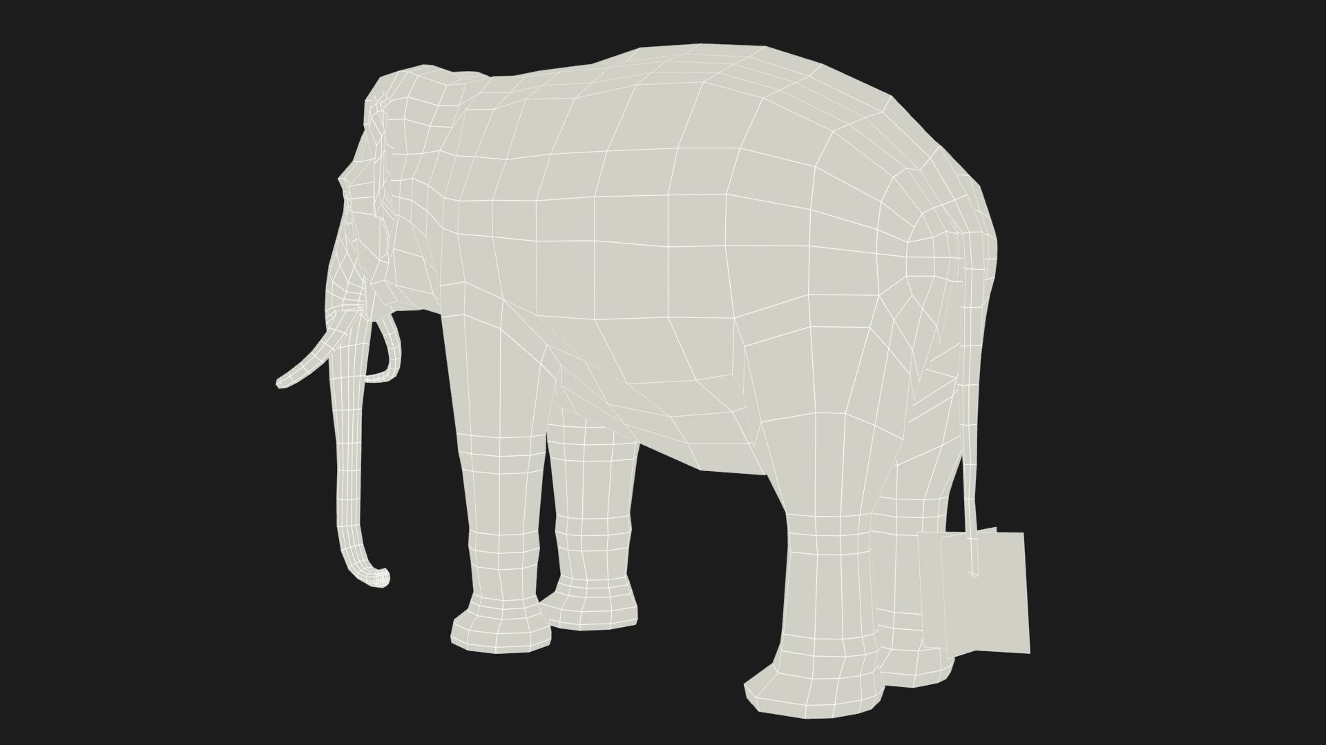 Asian Elephant Animated Low-poly 3D model_8