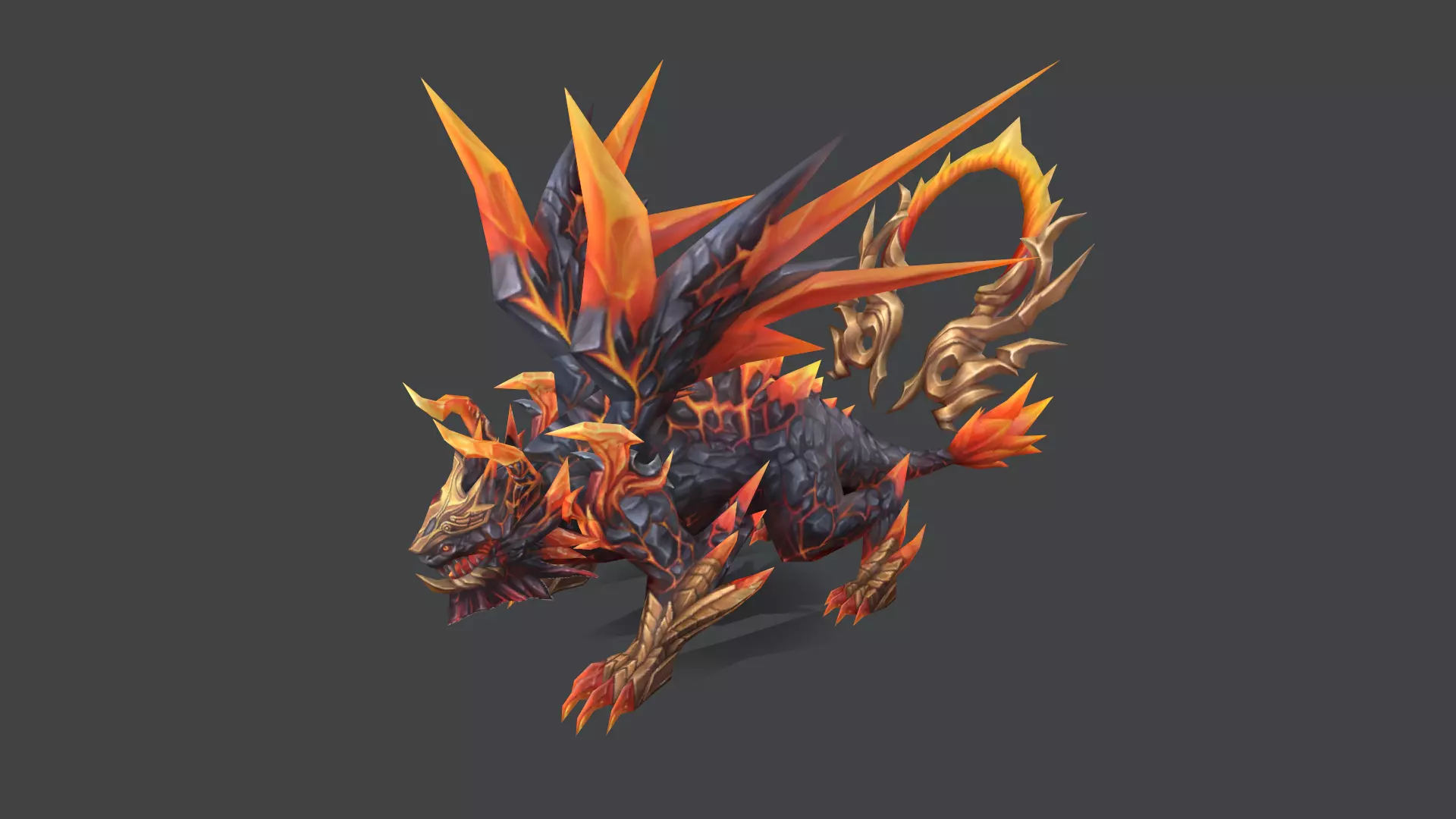 Flame Black Dragon Low-poly 3D model