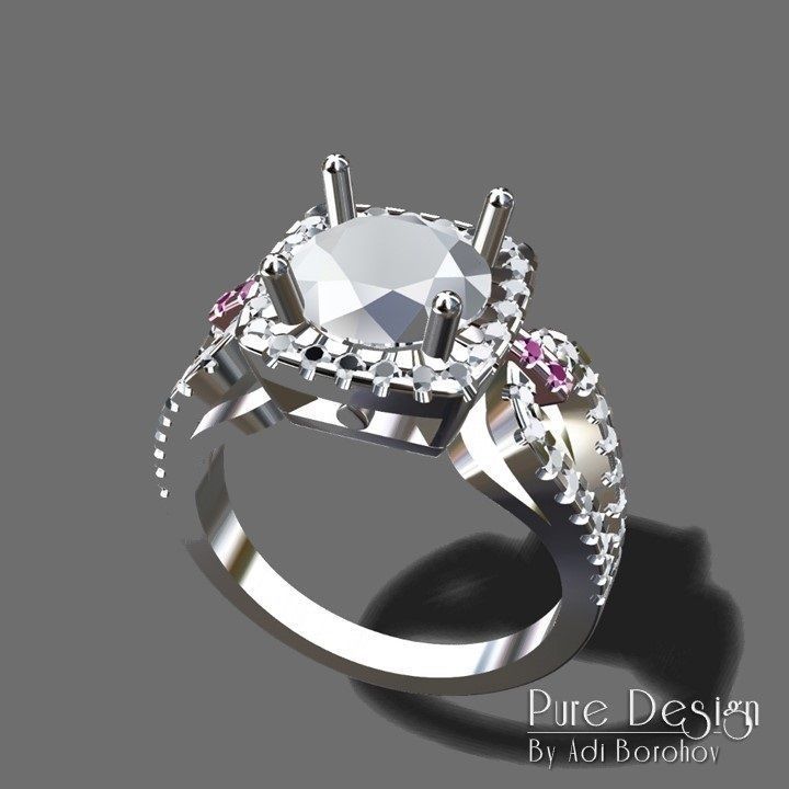 Ring Simona 2 ct 3D print model_1