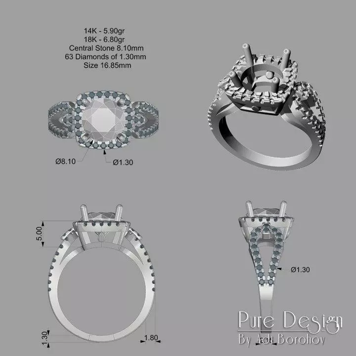 Ring Simona 2 ct 3D print model_0