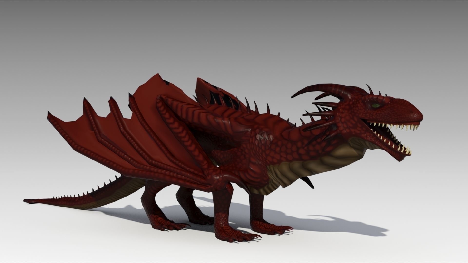 Dragon Animated Low-poly 3D model_4