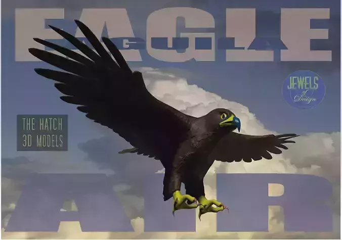 Low Poly Eagle model in flight Low-poly 3D model