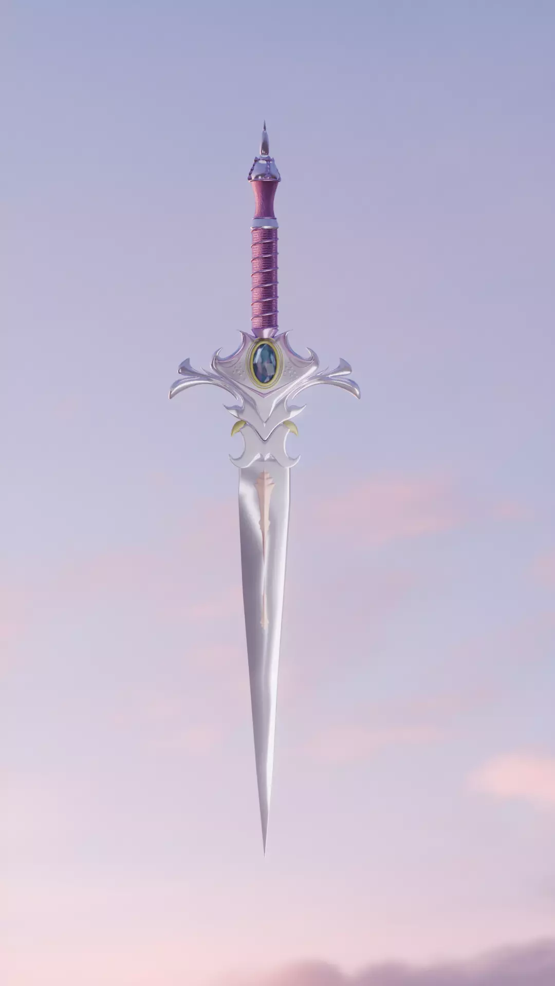 Fantasy Crystal Dagger Stylized Magical Weapon Game Ready Low-poly 3D model