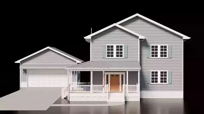 American House - Full interior Low-poly 3D model 6