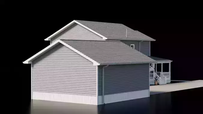 American House - Full interior Low-poly 3D model 5