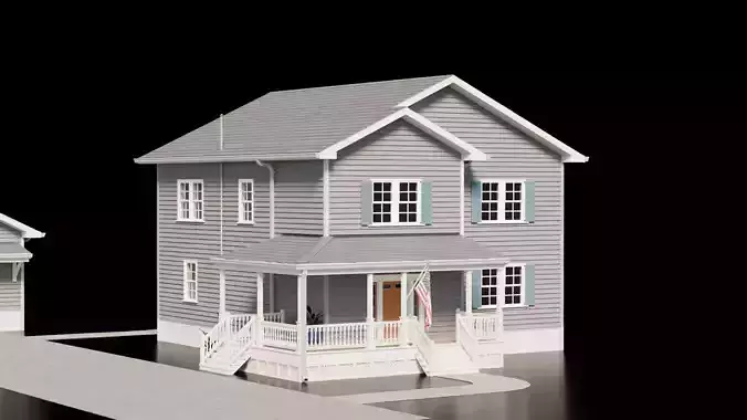 American House - Full interior Low-poly 3D model 2