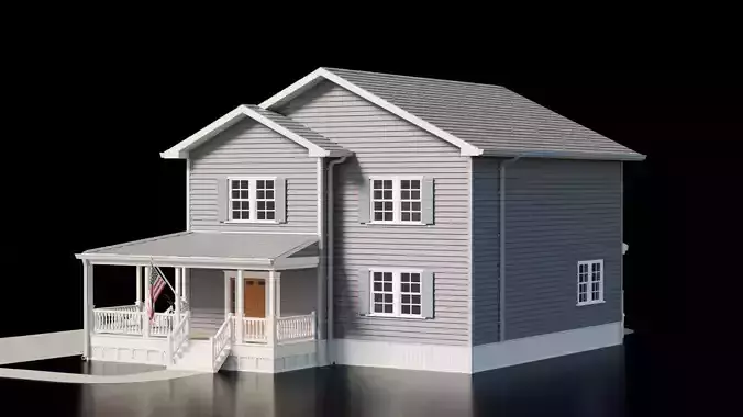 American House - Full interior Low-poly 3D model 3