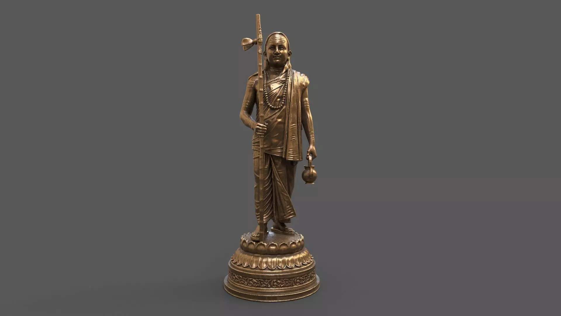 Adi shankaracharya statue hi poly 3D model