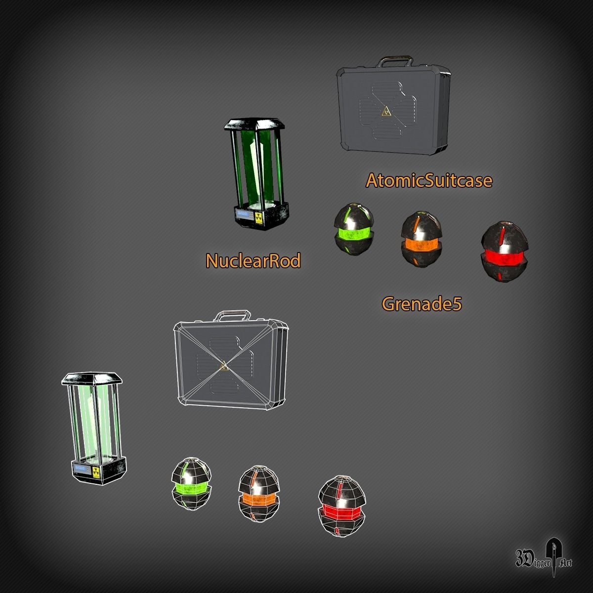Explosives and bomb pack Low-poly 3D model_8