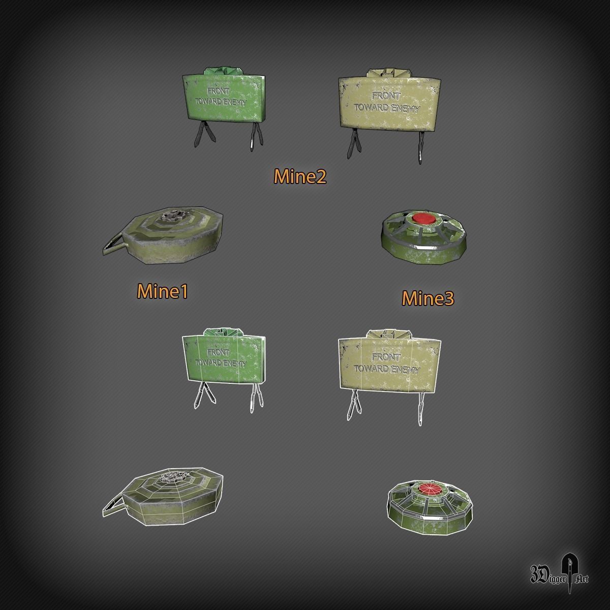 Explosives and bomb pack Low-poly 3D model_3