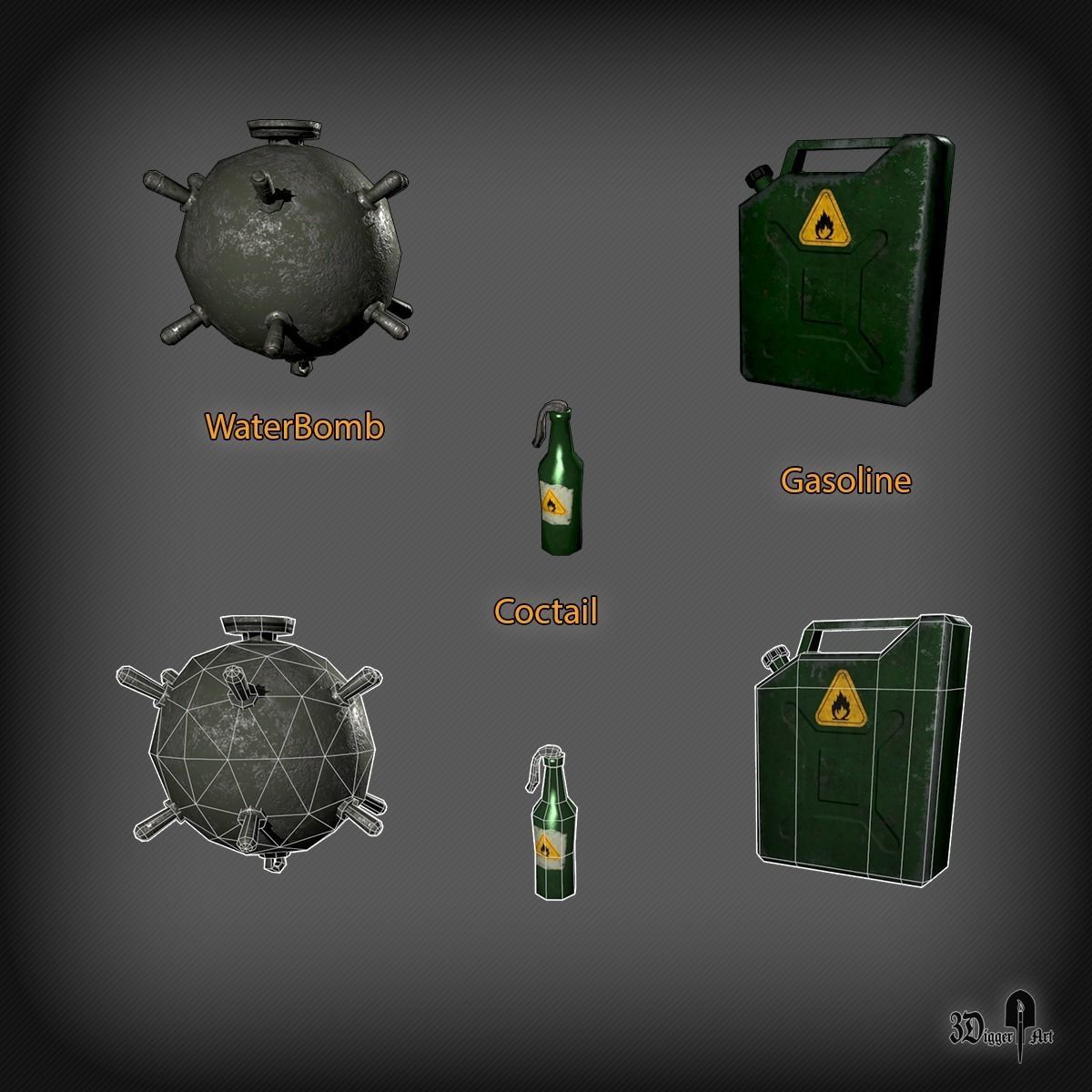 Explosives and bomb pack Low-poly 3D model_6
