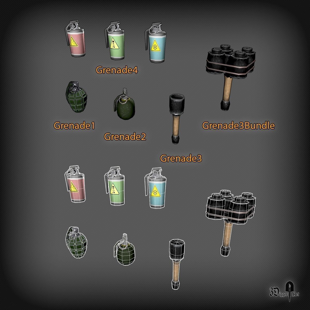 Explosives and bomb pack Low-poly 3D model_2