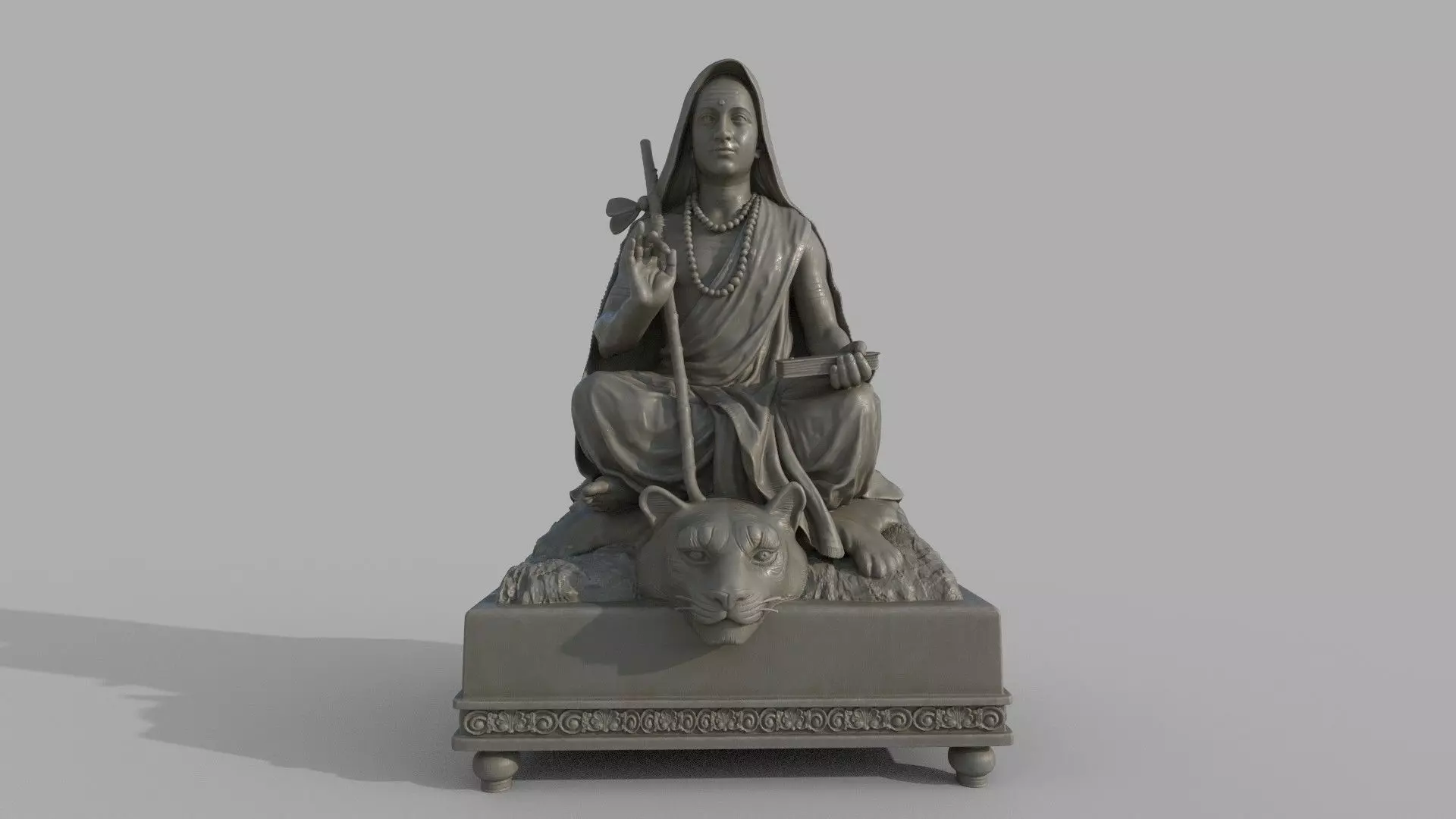 adi shankaracharya statue hi poly 3D model