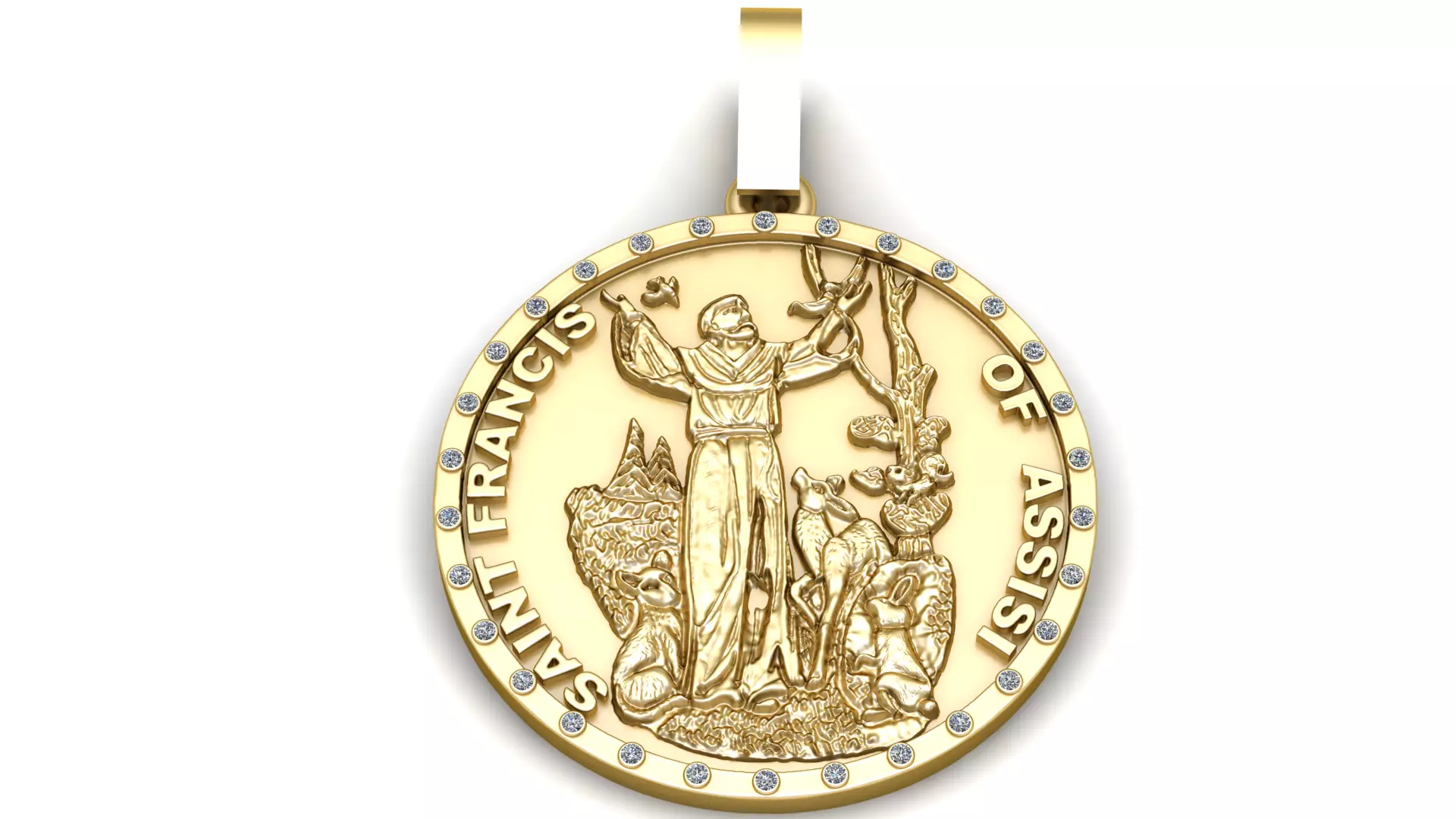 Iced-Out Saint Francis of Assisi Medallion 3D print model