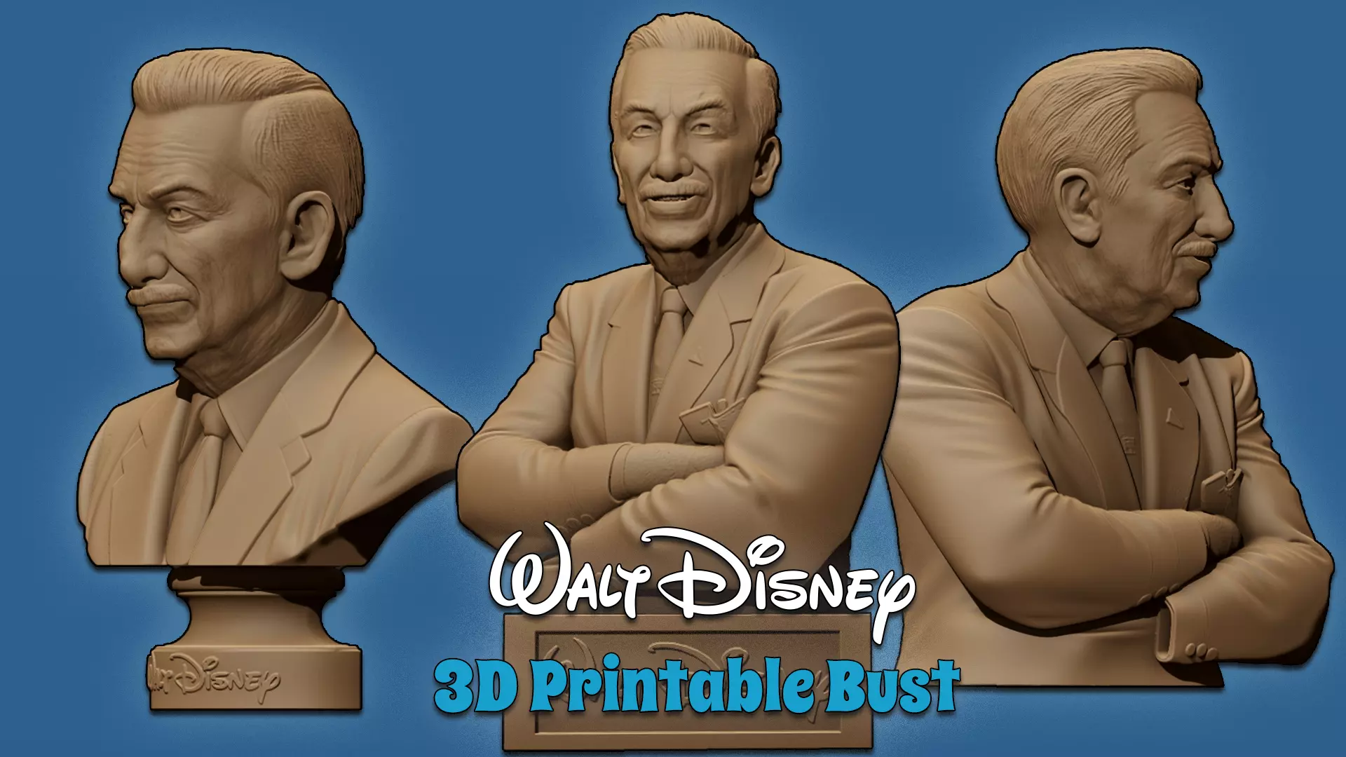 Walt Disney Bust 3D Printable Model 3D print model