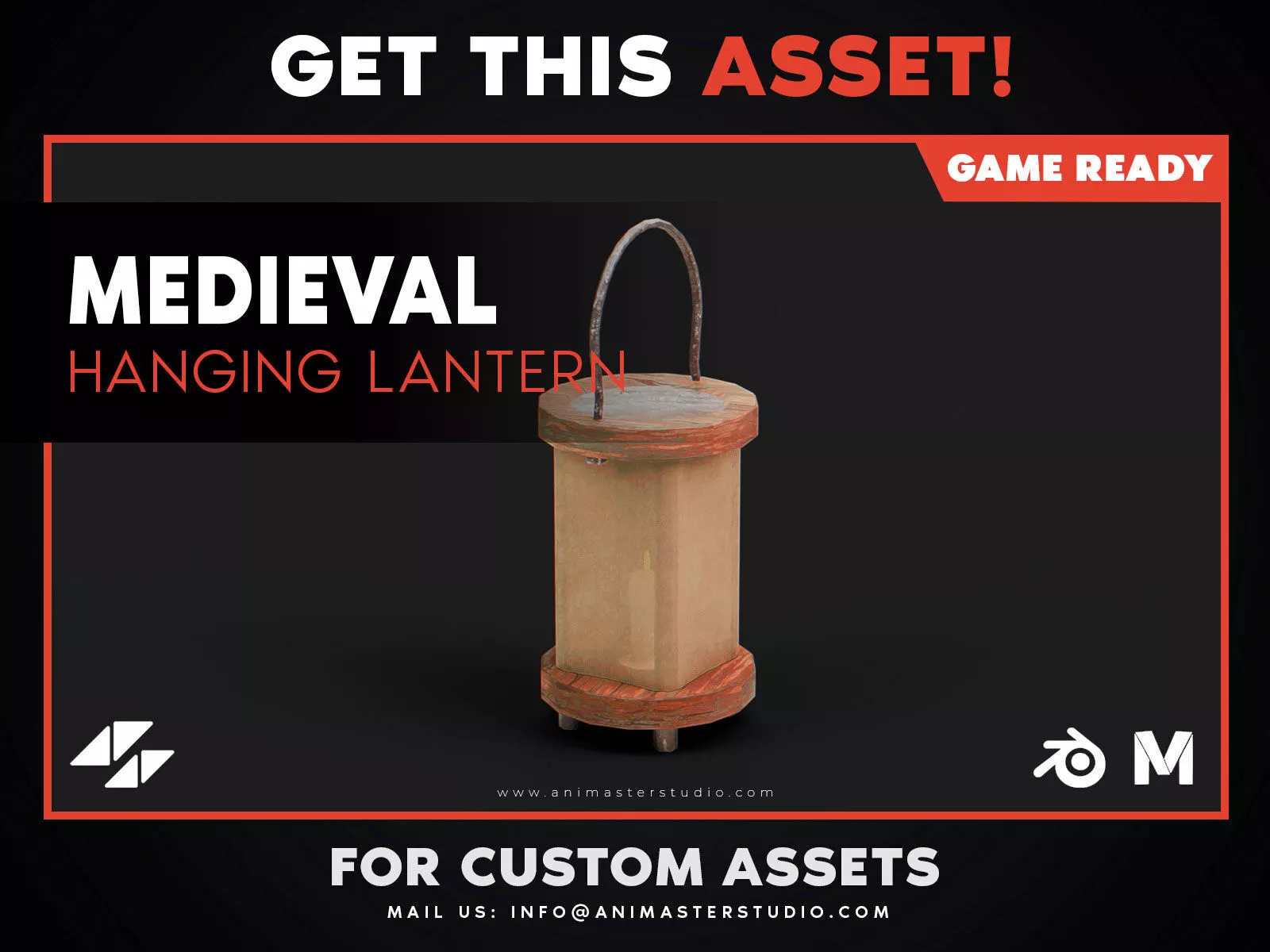 Medieval Hanging Lantern Low-poly 3D model