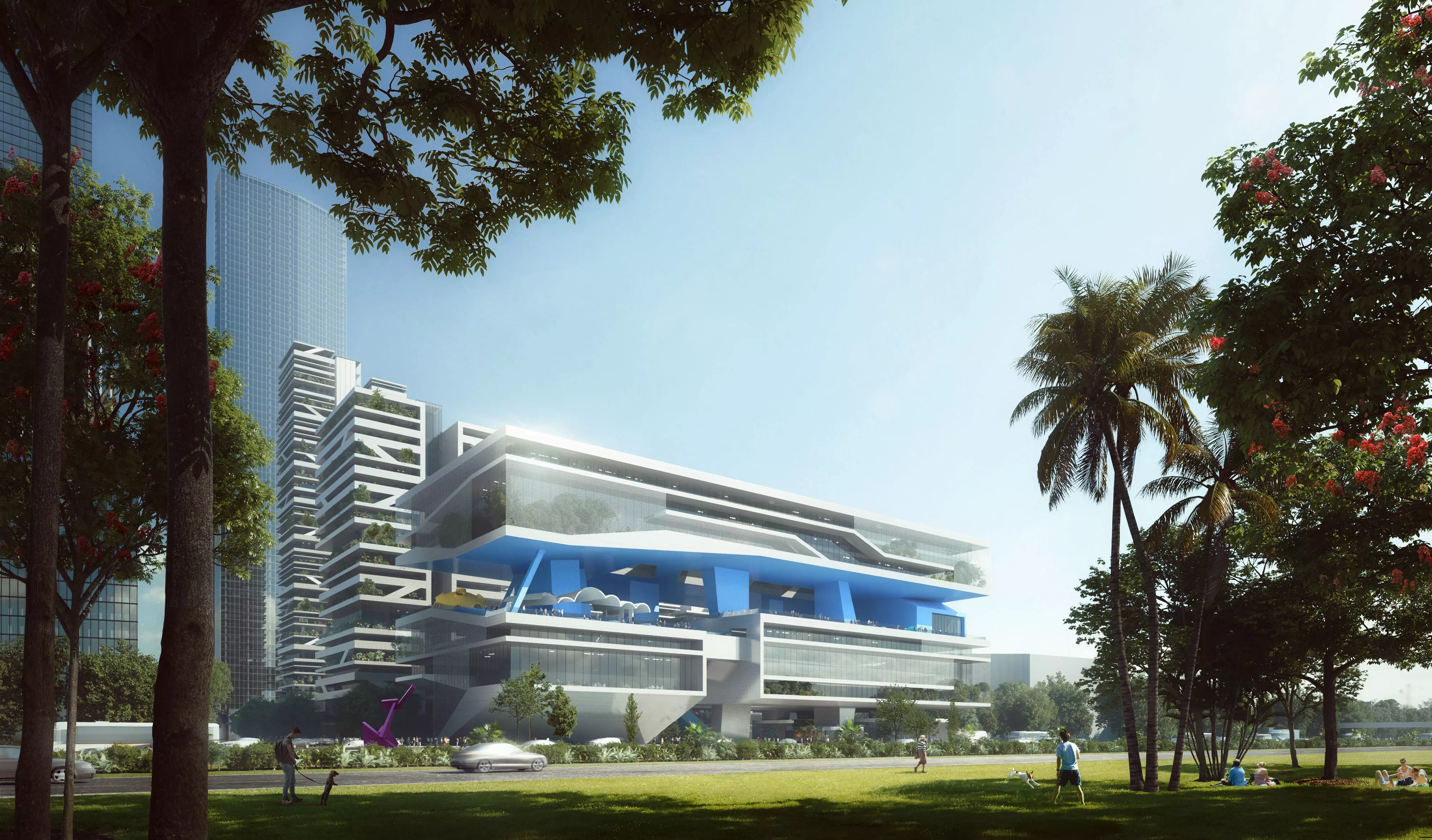 Futuristic Corporate Headquarters Office Campus Exterior 3D model