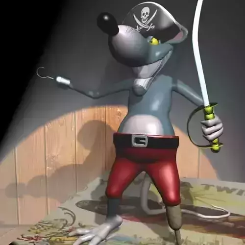 Pirate Rat  Rigged Low-poly 3D model