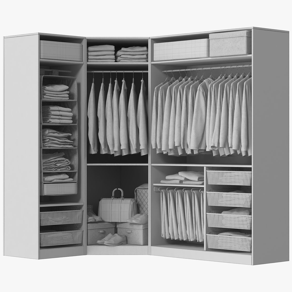 Wardrobe with Clothes 3D model_25