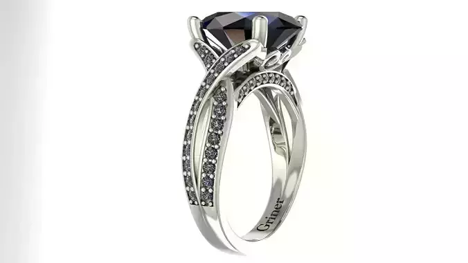 Oval sapphire mounting 3D print model