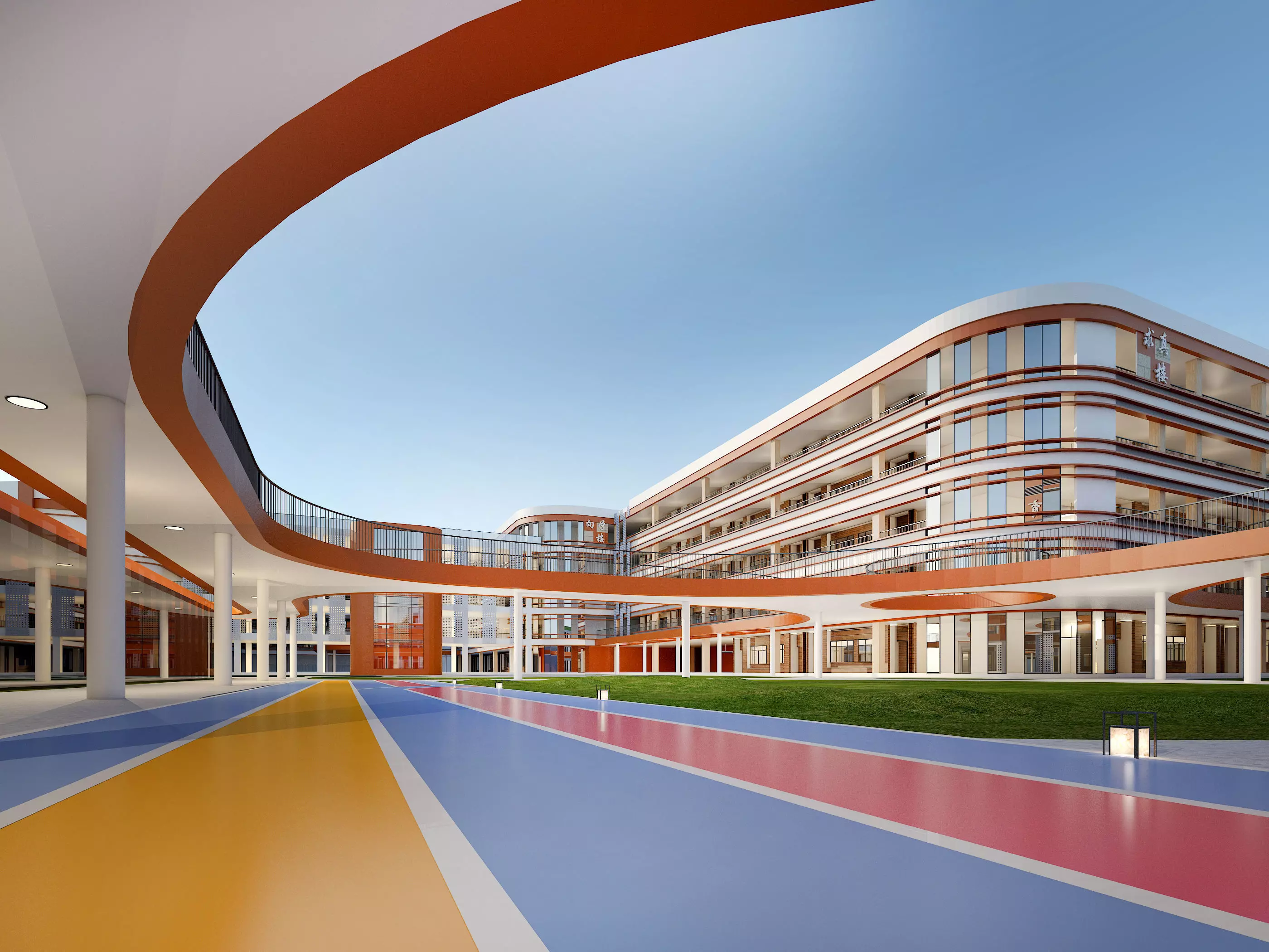 School teaching building Low-poly 3D model