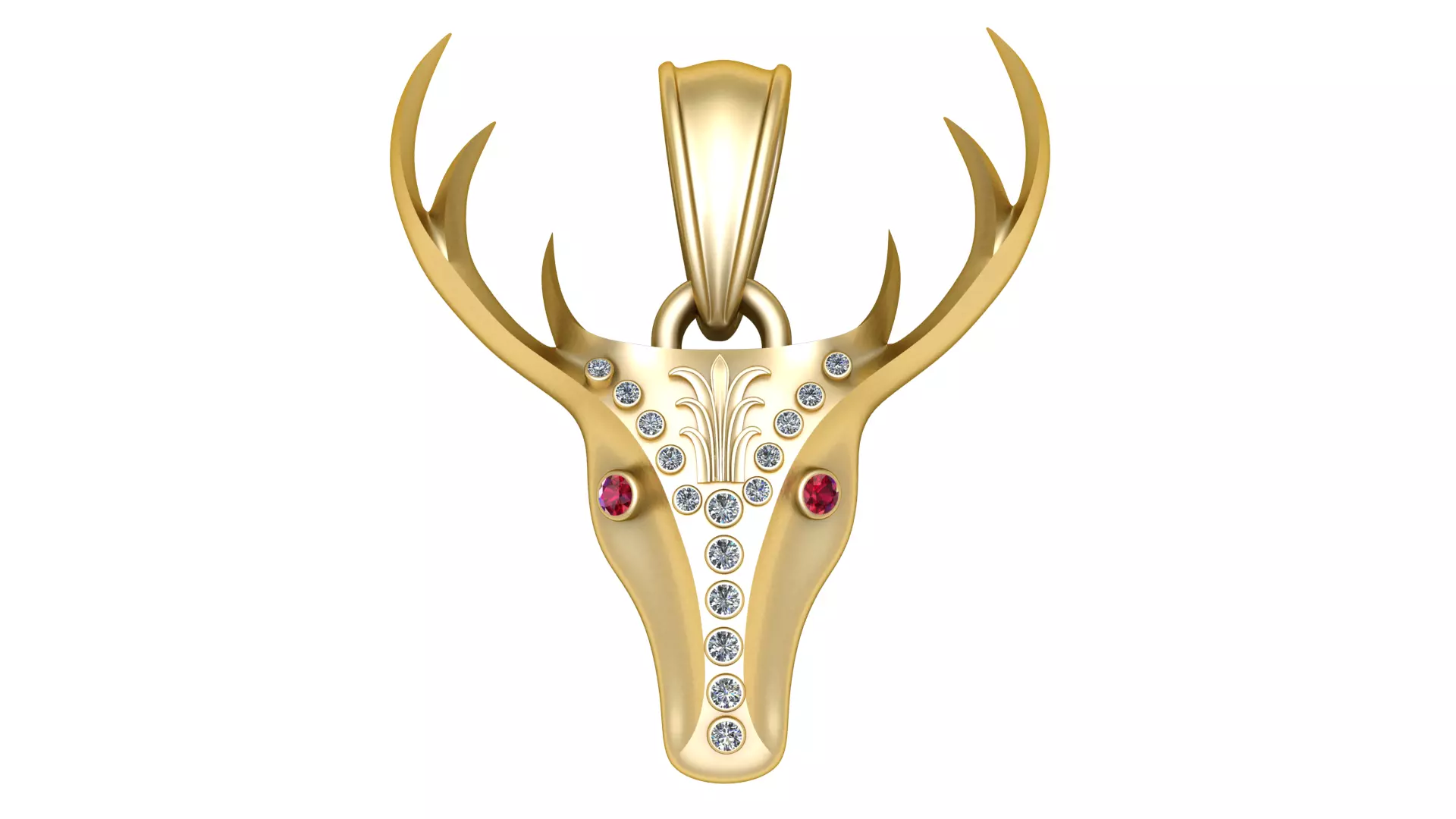 Luxury Deer Skull Antler Diamond Pendant Gold Hunting Trophy 3D print model