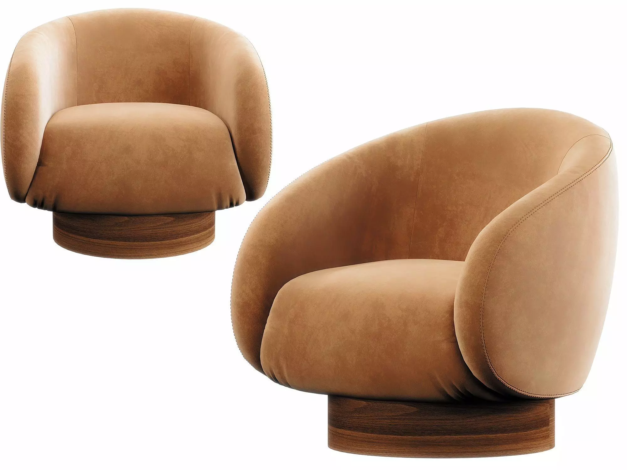 Kessler Leather Swivel Accent Chair 3D model