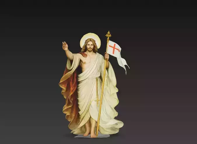 Resurrected Jesus Christ Statue 3D Model Risen Christ Sculpture