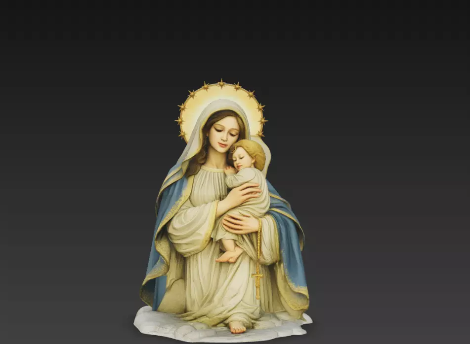 Madonna and Child Statue 3D Model Virgin Mary with Baby Jesus 3D print model