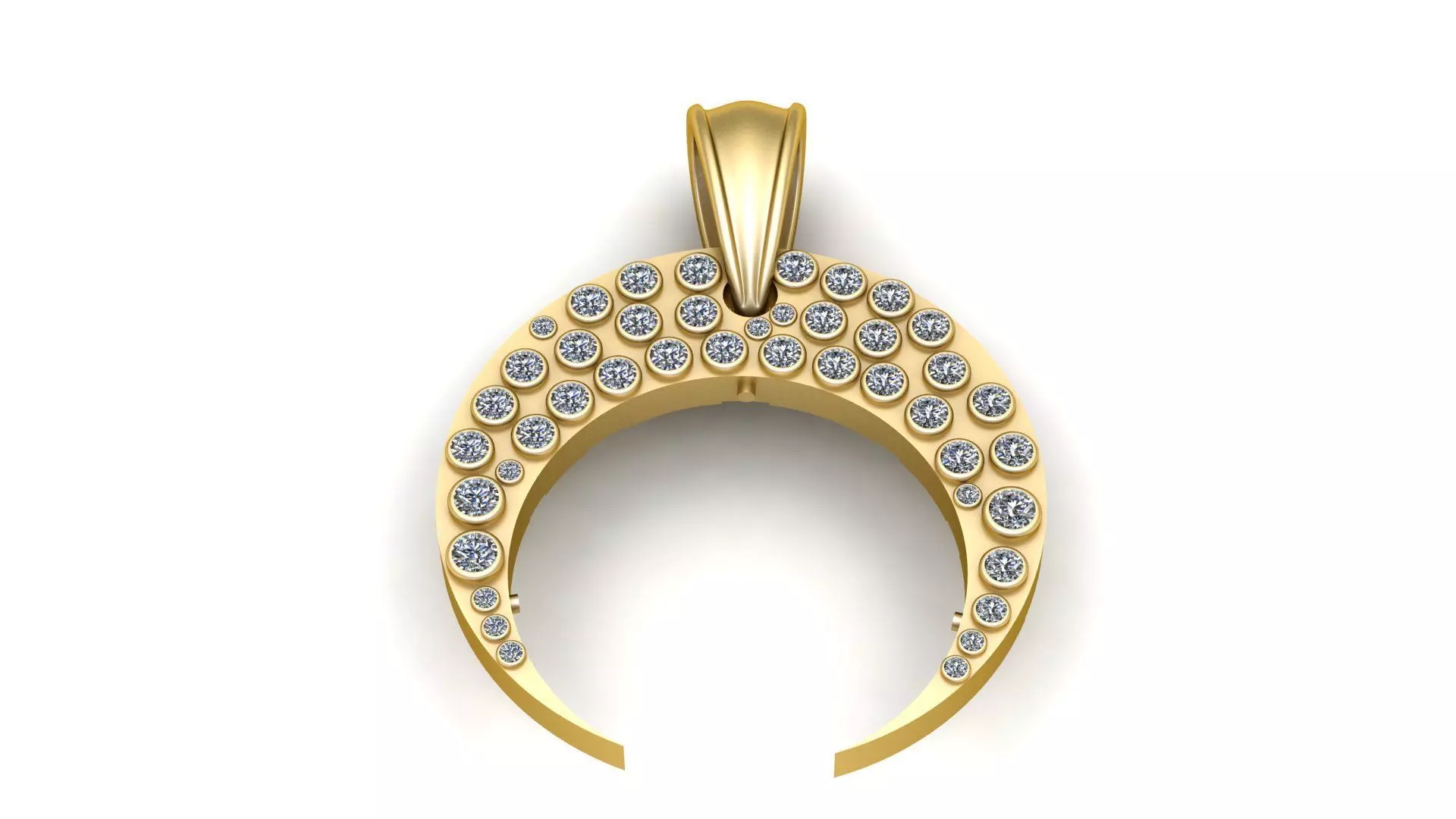 Diamond Crescent Moon Pendant Luxury Gold Celestial 3D print model