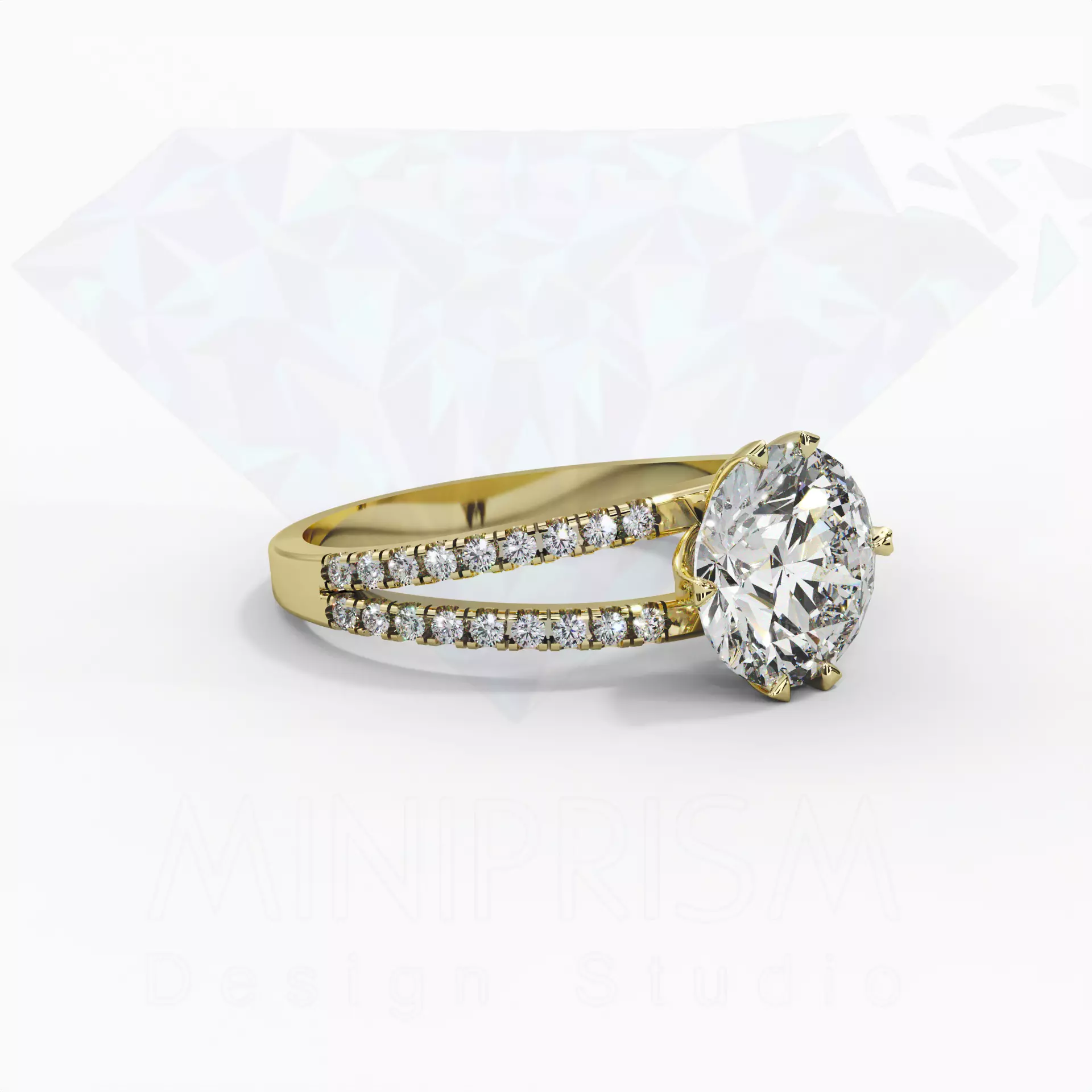 Split Shank Round Diamond Engagement Ring 3D Model 3D model | CGTrader
