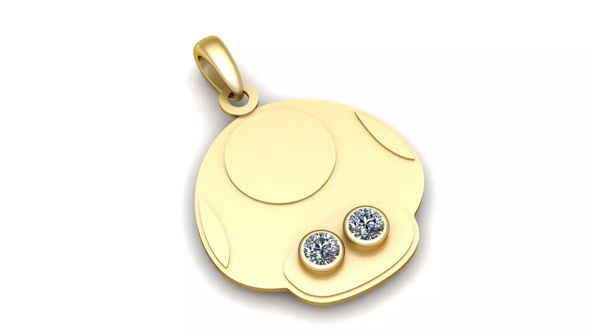 Gold Diamont Eyed Power Mushroom Pendent 3D print model