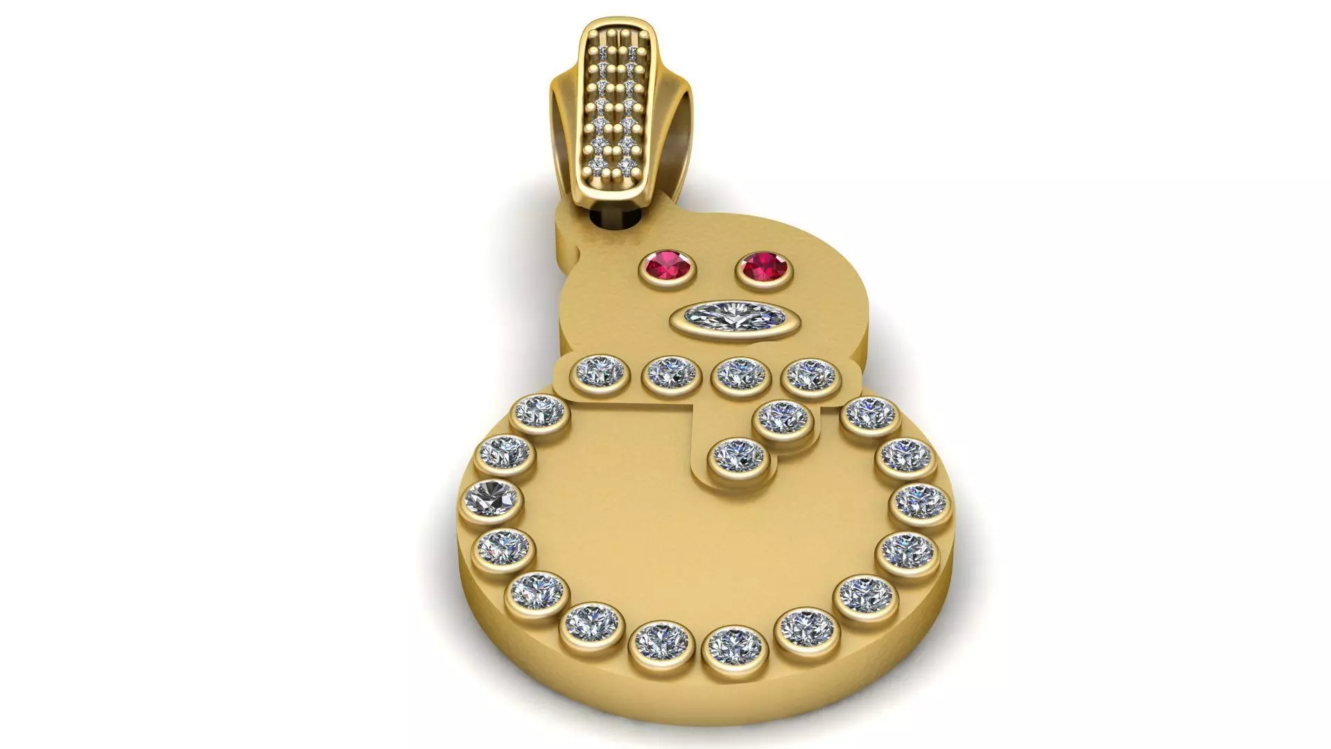 Festive Snowman Pendant with Ruby Eyes 3D Print 3D print model