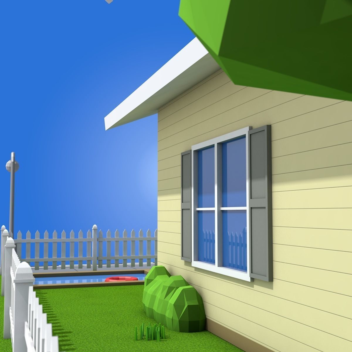 Low Poly Home house Low-poly 3D model_5
