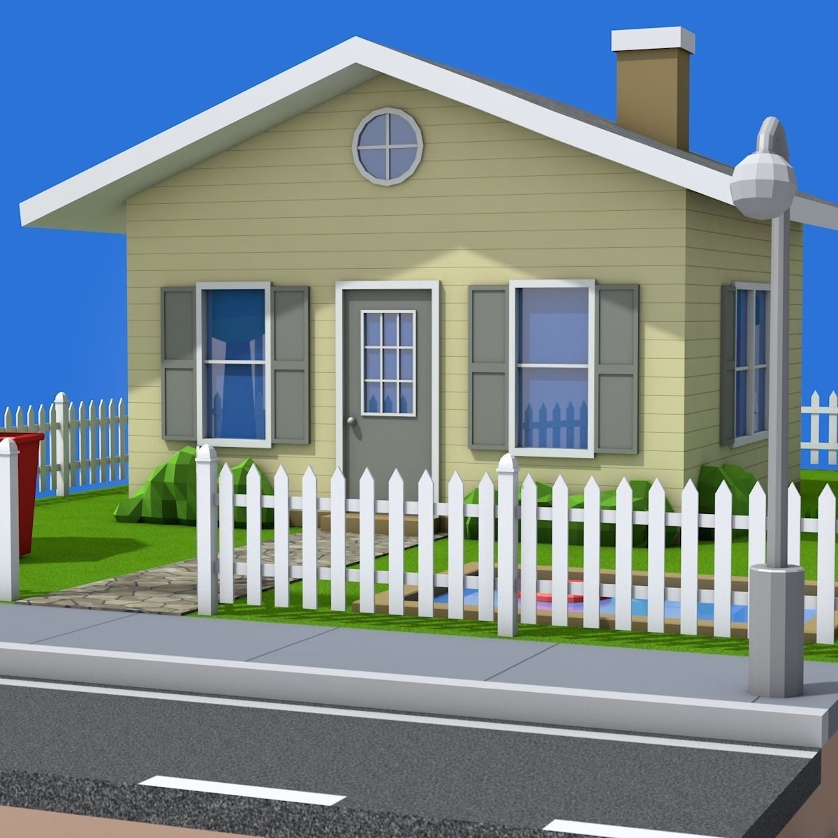 Low Poly Home house Low-poly 3D model_2