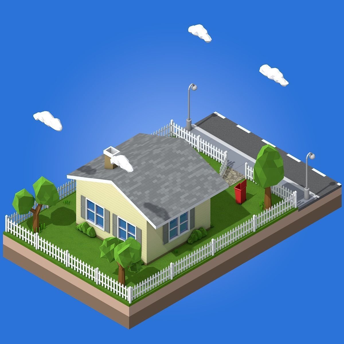 Low Poly Home house Low-poly 3D model_1