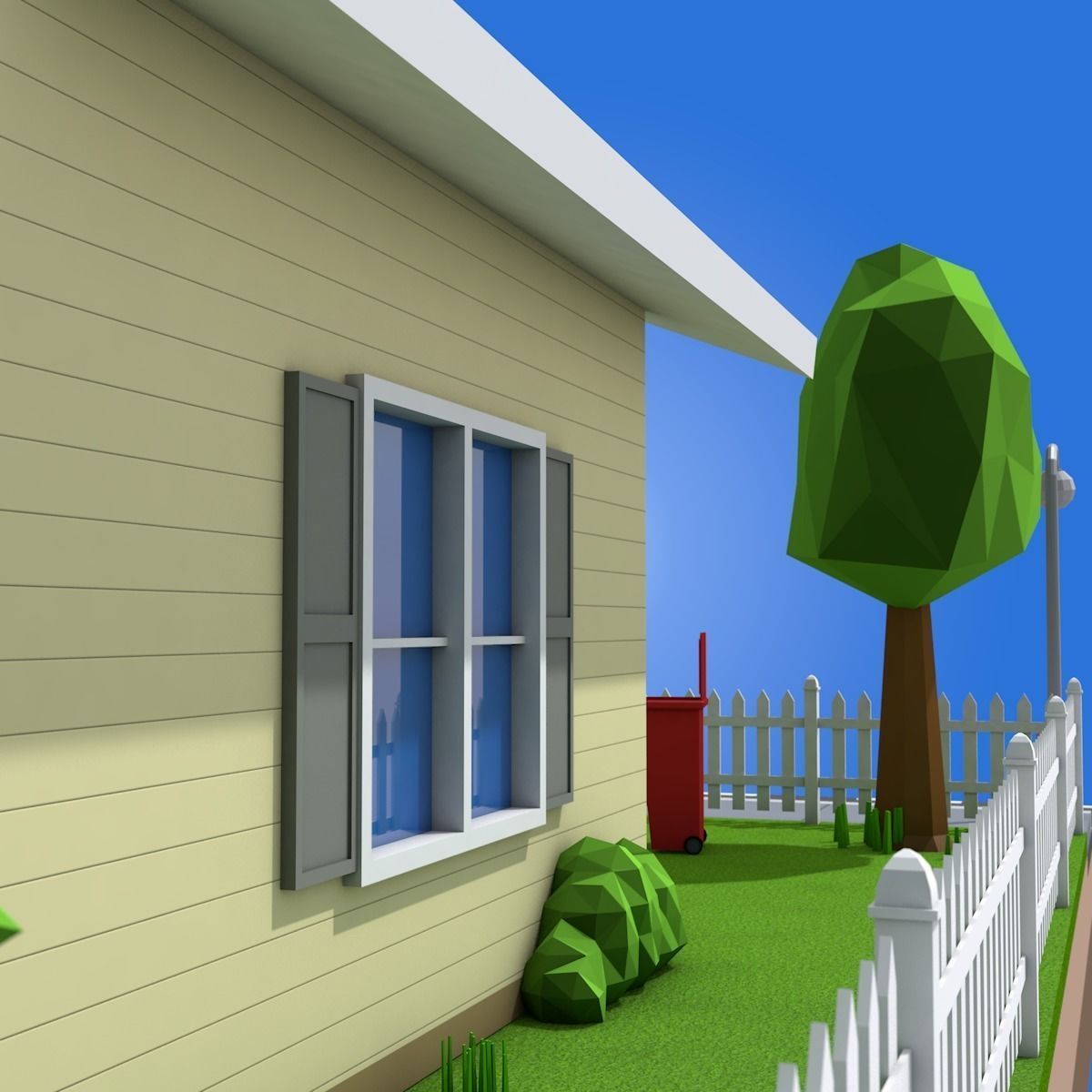 Low Poly Home house Low-poly 3D model_4
