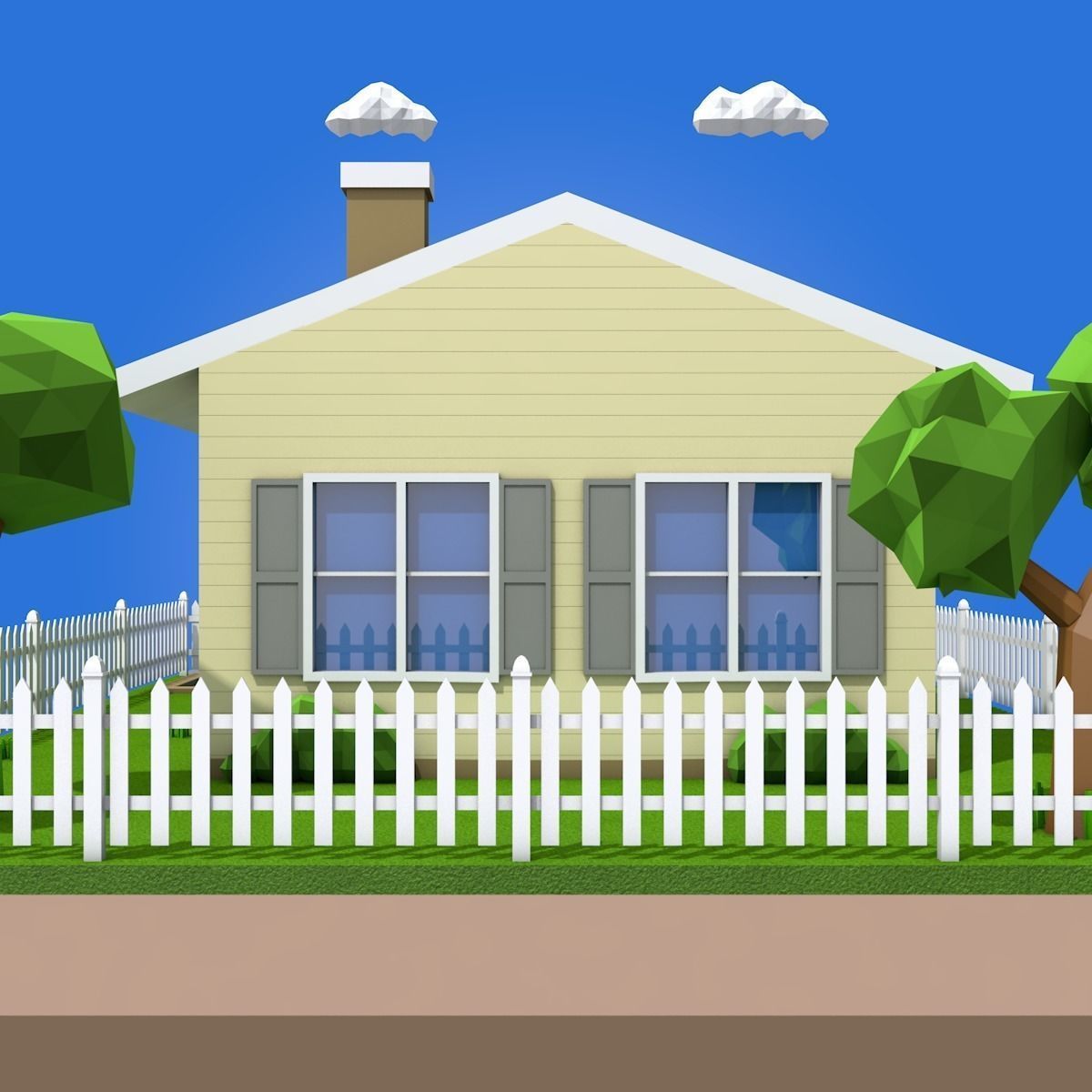 Low Poly Home house Low-poly 3D model_8