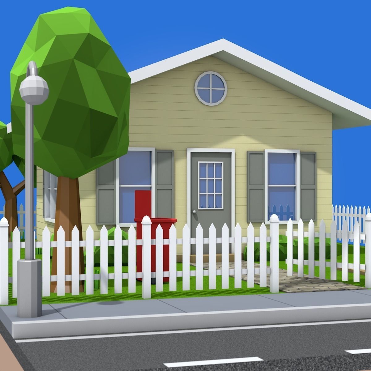Low Poly Home house Low-poly 3D model_3