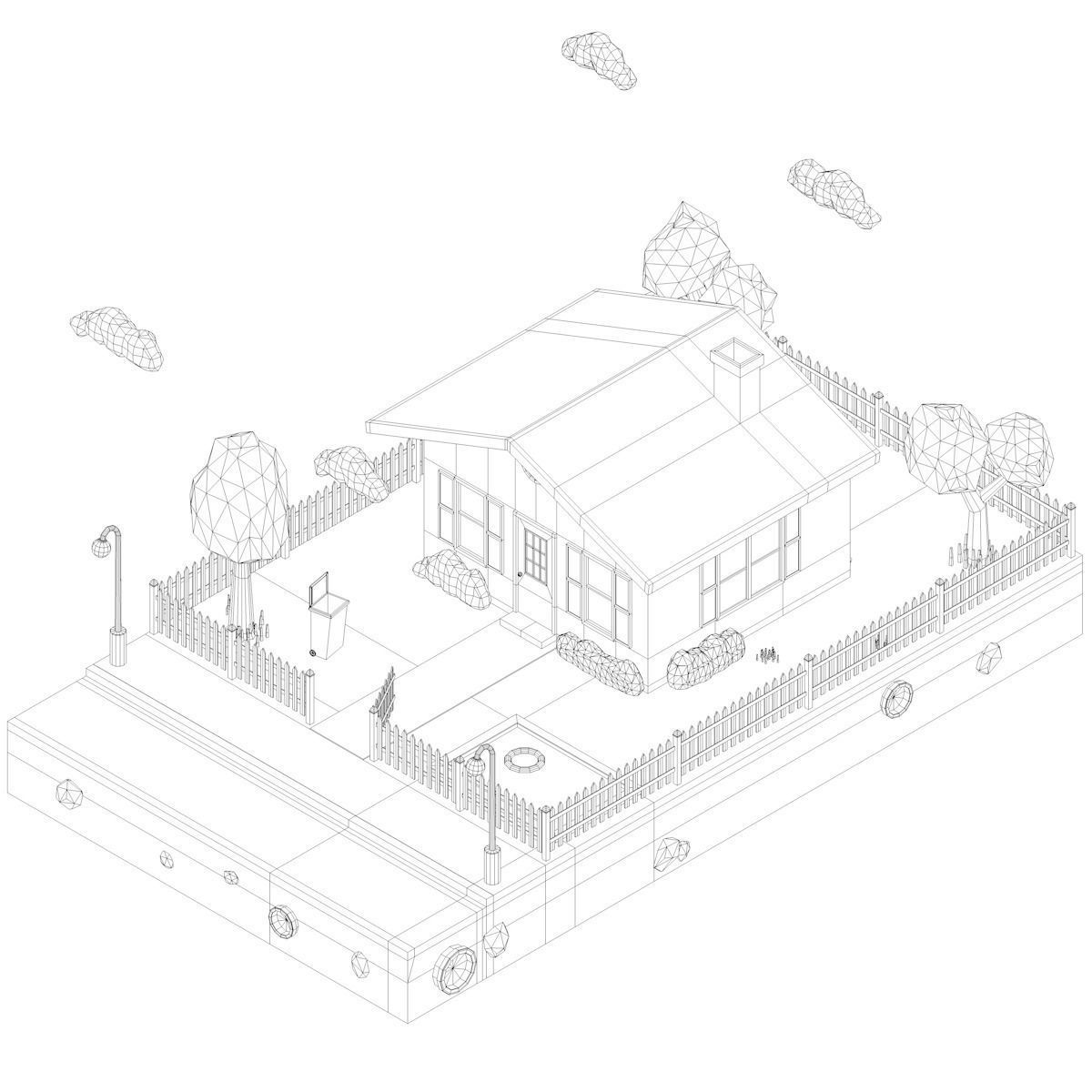 Low Poly Home house Low-poly 3D model_9