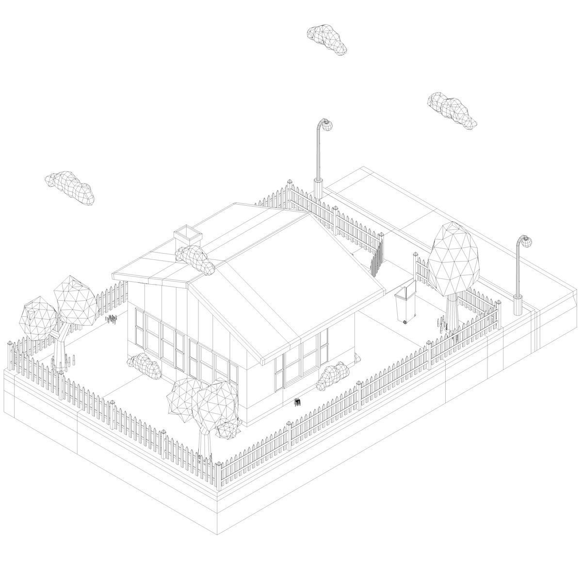 Low Poly Home house Low-poly 3D model_10