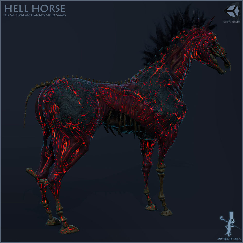 Hell Horse Low-poly 3D model_4