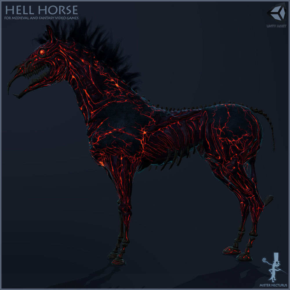 Hell Horse Low-poly 3D model_5