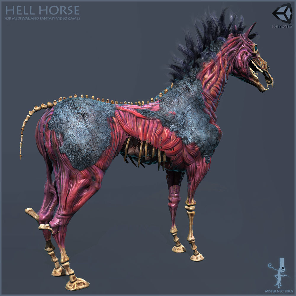 Hell Horse Low-poly 3D model_2
