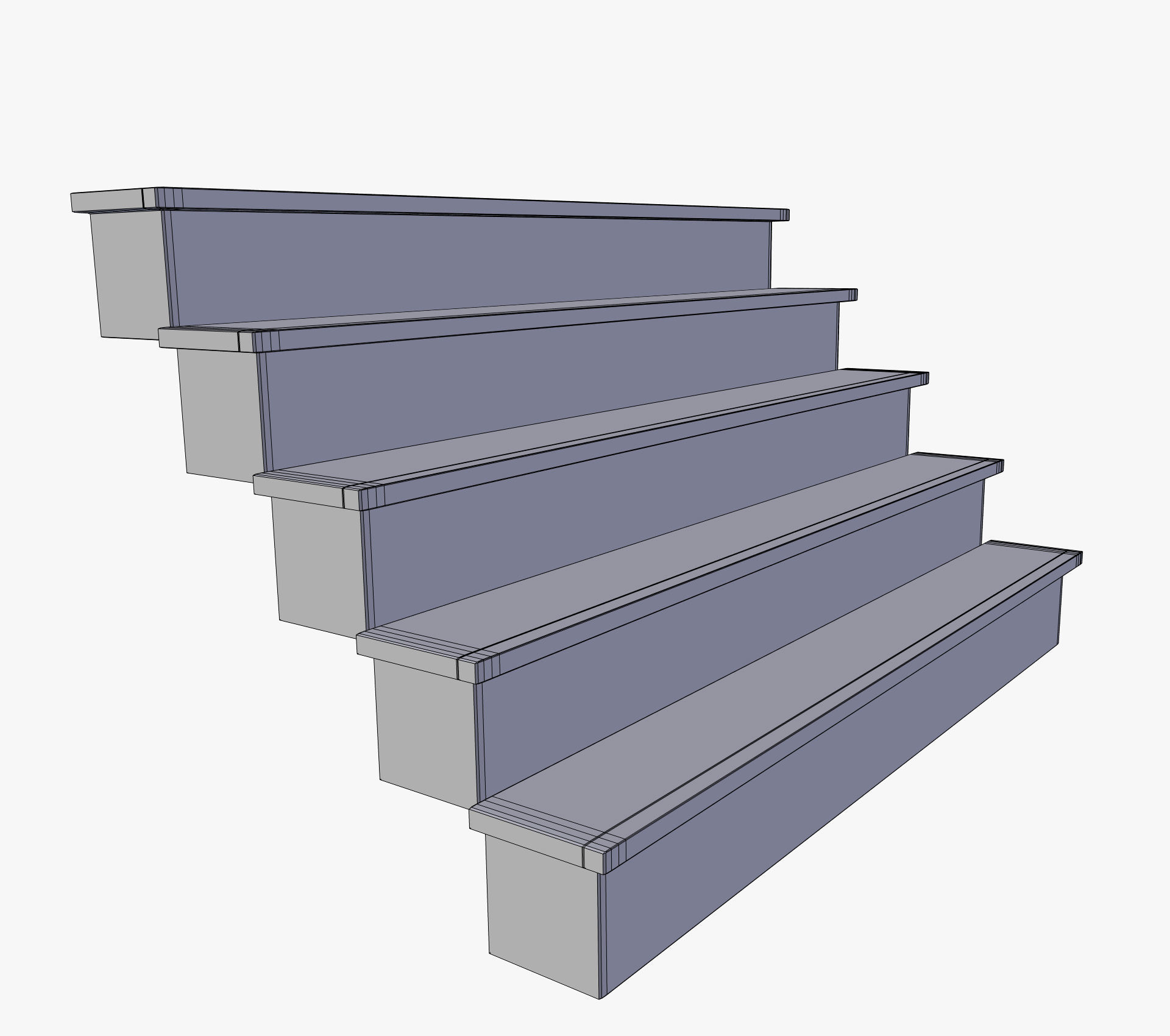 Stairs set of wooden 3D model_5